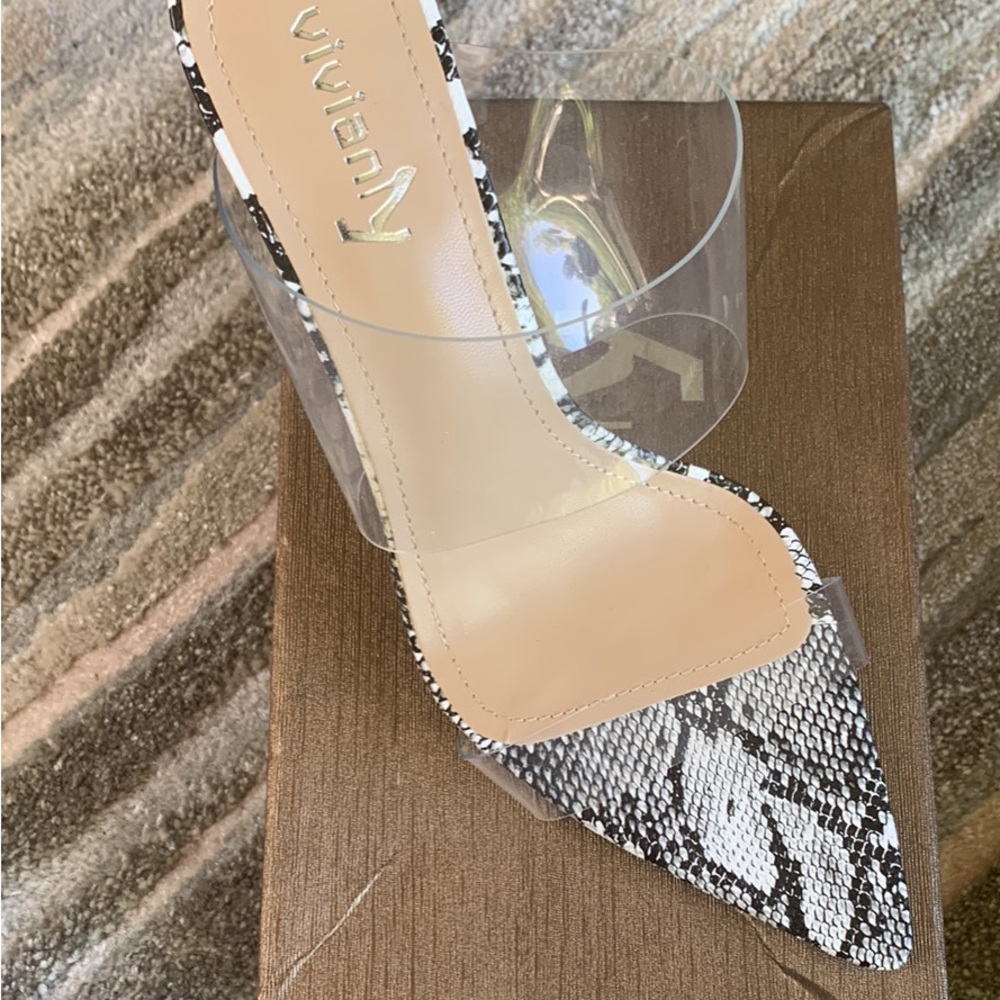Snakeskin Clear Heels